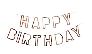 Girlanda papierowa Happy Birthday Różowe złoto  (1 szt.)