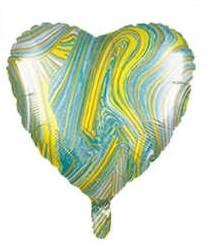 Foil Heart Marble Green 18" (45cm.)