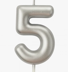Silver birthday candle number "5" - elegance for any occasion