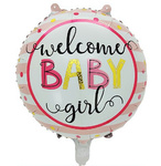 Fóliový balónek Welcome Baby Girl 18" (45 cm).)