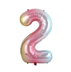 Balon Foliowy Cyferka "2" Tęczowa (100cm.)