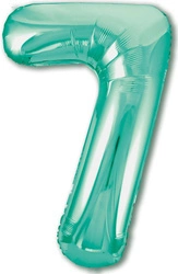 Foil Balloon Number "7" Turquoise (100cm.)