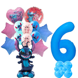 Zestaw Balonów „Stitch” – Balony Foliowe i Gumowe z Nadrukiem (34 elementy)