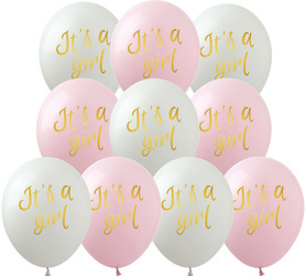 Гумові кульки з принтом "It's a Girl" (10 шт).)