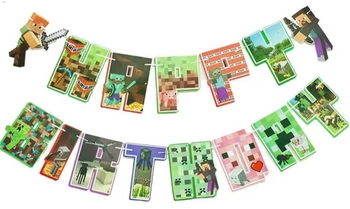 Girlanda papierowa Happy Birthday Minecraft Piksele (1 szt)