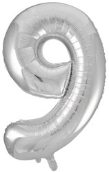 Balloon Number "9" Silver (80cm)
