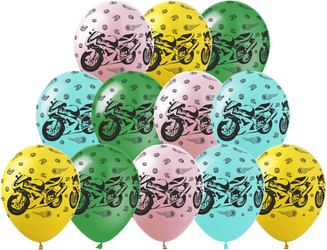 Balony gumowe z nadrukiem Motory (10 szt.)