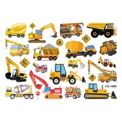 Tattoos for kids - Construction vehicles in action! (1 pc)