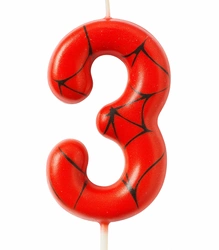 Świeczka urodzinowa Spider-Man ”3” – czerwono-czarna