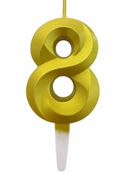 Złota świeczka cyfra "8"