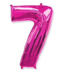 Foil Balloon Number "7" Flexmetal, Raspberry (100cm.)