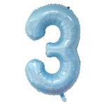 Balon Foliowy Cyferka "3" Błękitna (100cm.)