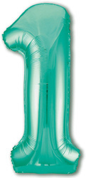 Foil Balloon Number "1" Turquoise (100cm.)