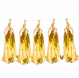 Tail for Balloons Gold, Tassel (5pcs)