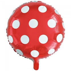 Balon Foliowy Czerwony Kropki 18" (45cm.)