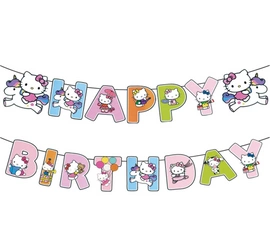 Girlanda papierowa Happy Birthday Kitty (1 szt)