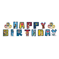 HAPPY BIRTHDAY garland with Psi Patrol characters - birthday decoration