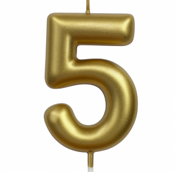 Narozeninová svíčka číslo "5" - barva šampaňského