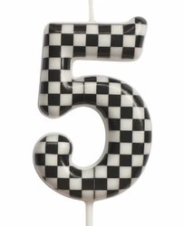 Birthday candle number "5" - checkerboard pattern, race.