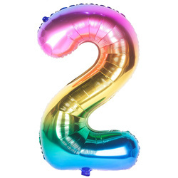 Fóliový balónek s číslem "2" Rainbow (100 cm).)