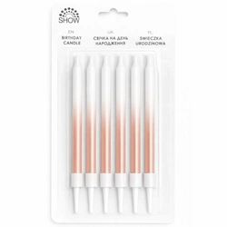 SHOW birthday candles 6 pcs gradient pink with silver