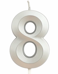 Swieczka urodzinowa srebrna w kształcie cyfry "8"