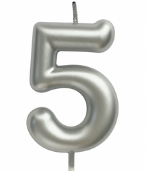 Svíčková číslice "5" - stříbrná
