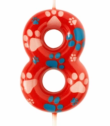 Christmas candle red with paws (Psi Patrol) - number"8"