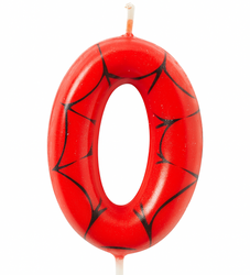 Narozeninová svíčka Spider-Man "0" - červená a černá