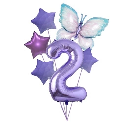Set of balloons for 2nd birthday with butterfly