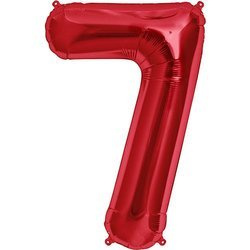 Fóliový balónek s číslem "7" červený (100 cm).)