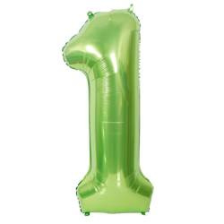 Fóliový balónek číslo "1" světle zelený (100 cm).)