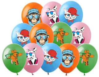 Balony gumowe z nadrukiem Zwierzęta (12 szt.)
