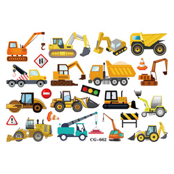 Dočasné tetování "Construction" - barevná zábava pro malé fanoušky strojů! (1 ks)