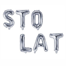 Silver foil balloons STO YEARS lettering (40 cm.)