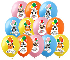 Gumové balónky s potiskem Happy Birthday (12 ks).)