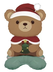 Balon stojący – Świąteczny Miś z czapką Mikołaja