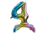 Balon Foliowy Cyferka "4" Tęczowa Stojąca (80cm.)