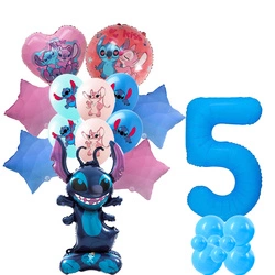 Set of 5th Birthday Stitch Foil and Rubber Printed Balloons