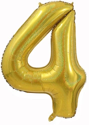 Foil Balloon Number "4" Gold Brocade( 100cm.)