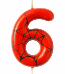 Narozeninová svíčka Spider-Man "6" - červená a černá