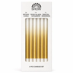 Set of 6 golden SHOW birthday candles - elegant and impressive