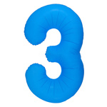 Balon Foliowy Cyferka "3" Niebieski Neon (100cm.)