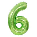 Balon Foliowy Cyferka "6" Jasnozielona (100cm.)