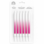 Świeczki urodzinowe gradientowe 6 szt. – biało-różowe