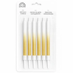 Birthday candles white and gold 6 pcs. - elegant cake decoration