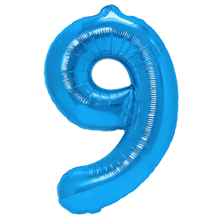 Fóliový balónek číslo "9" modrý (100 cm).)