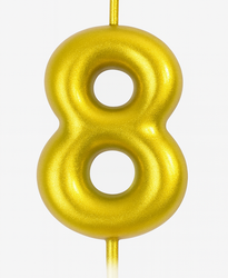 Zlatá narozeninová svíčka číslo "8" - elegance pro každou příležitost
