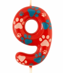 Christmas candle red with paws (Psi Patrol) - number"9"