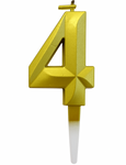 Zlatá číselná svíčka "4"